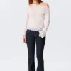 Transparente Bluse mit U-Boot-Ausschnitt und ausgestellten Ärmeln – Weiß Transparente Bluse mit U-Boot-Ausschnitt und ausgestellten Ärmeln – Weiß