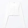 Transparente, gerippte Strickjacke – Weiß Transparente, gerippte Strickjacke – Weiß
