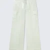 Transparente Hose mit Kordelzug und weitem Bein – Hellminze Transparente Hose mit Kordelzug und weitem Bein – Hellminze