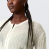 Transparente Strickjacke aus Leinenmischung – Ecru Transparente Strickjacke aus Leinenmischung – Ecru