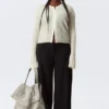 Transparente Strickjacke aus Leinenmischung – Ecru Transparente Strickjacke aus Leinenmischung – Ecru