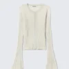 Transparente Strickjacke aus Leinenmischung – Ecru Transparente Strickjacke aus Leinenmischung – Ecru
