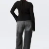 Transparente Strickjacke aus Leinenmischung – Schwarz Transparente Strickjacke aus Leinenmischung – Schwarz