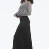 Transparenter Maxirock aus Baumwollstrick – Schwarz Transparenter Maxirock aus Baumwollstrick – Schwarz