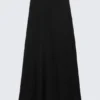 Transparenter Maxirock aus Baumwollstrick – Schwarz Transparenter Maxirock aus Baumwollstrick – Schwarz