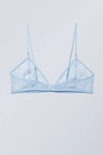 Transparenter Spitzen-Triangel-BH – Hellblau