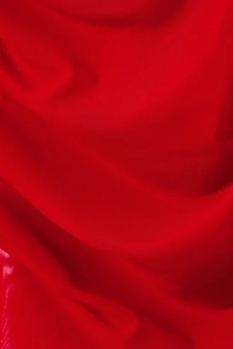 Transparentes, drapiertes, asymmetrisches Langarm-Oberteil – Rot