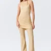 Transparentes, gestricktes Minikleid mit Pailletten – Goldbeige Transparentes, gestricktes Minikleid mit Pailletten – Goldbeige