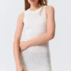 Transparentes, gestricktes Minikleid mit Pailletten – Silber Transparentes, gestricktes Minikleid mit Pailletten – Silber