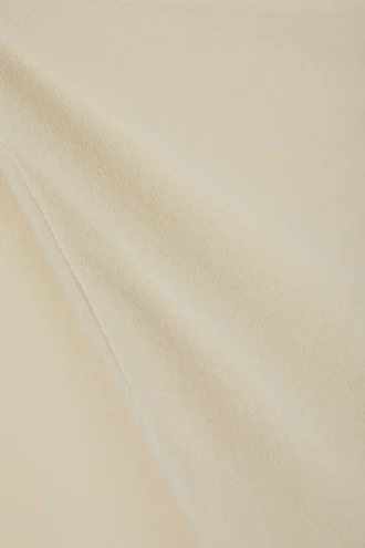 Transparentes Langarm-Shirt mit U-Boot-Ausschnitt – Hellbeige
