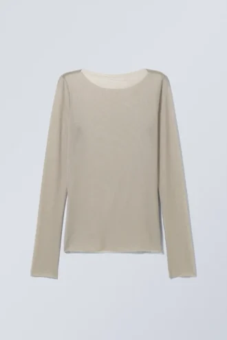 Transparentes Langarmshirt – Hellgrau