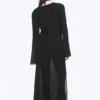 Transparentes, langärmeliges Maxikleid mit V-Ausschnitt – Schwarz Transparentes, langärmeliges Maxikleid mit V-Ausschnitt – Schwarz