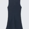 Transparentes, ärmelloses Mini-Kleid mit U-Boot-Ausschnitt – Dunkelblau Transparentes, ärmelloses Mini-Kleid mit U-Boot-Ausschnitt – Dunkelblau