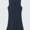 Transparentes, ärmelloses Mini-Kleid mit U-Boot-Ausschnitt – Dunkelblau Transparentes, ärmelloses Mini-Kleid mit U-Boot-Ausschnitt – Dunkelblau