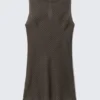 Transparentes, ärmelloses Minikleid mit U-Boot-Ausschnitt – Schwarz & Dunkelbraun Transparentes, ärmelloses Minikleid mit U-Boot-Ausschnitt – Schwarz & Dunkelbraun