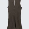 Transparentes, ärmelloses Minikleid mit U-Boot-Ausschnitt – Schwarz & Dunkelbraun Transparentes, ärmelloses Minikleid mit U-Boot-Ausschnitt – Schwarz & Dunkelbraun