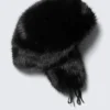 Trapper-Mütze aus Kunstfell – Schwarz Trapper-Mütze aus Kunstfell – Schwarz
