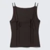 Träger-Jersey-Tanktop mit U-Boot-Ausschnitt – Dunkelbraun Träger-Jersey-Tanktop mit U-Boot-Ausschnitt – Dunkelbraun