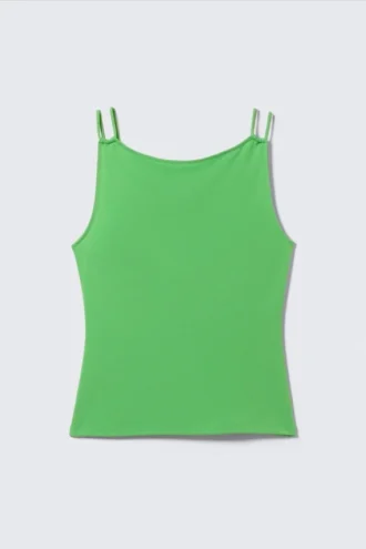Träger-Jersey-Tanktop mit U-Boot-Ausschnitt – Hellgrün