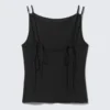 Träger-Jersey-Tanktop mit U-Boot-Ausschnitt – Schwarz Träger-Jersey-Tanktop mit U-Boot-Ausschnitt – Schwarz