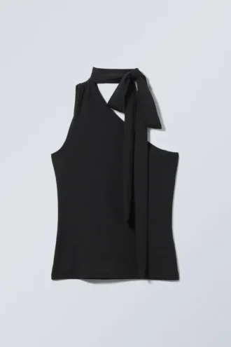 Trägerloses One-Shoulder-Top – Schwarz