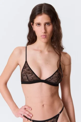 Triangel-BH aus gewellter Spitze – Schwarz Triangel-BH aus gewellter Spitze – Schwarz