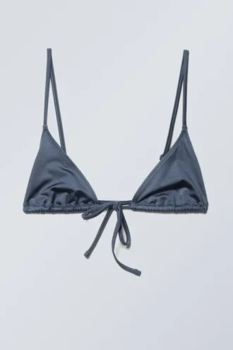 Triangel-Bikini-Oberteil – Blau schimmernd