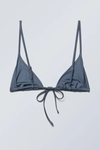 Triangel-Bikini-Oberteil – Blau schimmernd