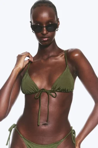 Triangel-Bikini-Oberteil – Dunkelgrün – Schimmer