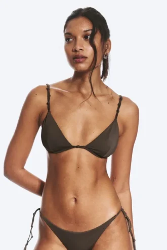 Triangel-Bikini-Oberteil mit Knoten – Dark Mole