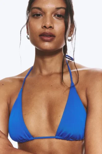 Triangel-Bikini-Oberteil mit Trägern – Hellblau