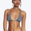 Triangel-Bikini-Oberteil mit Trägern – Staubiges Mittelblau