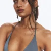 Triangel-Bikini-Oberteil mit Trägern – Staubiges Mittelblau