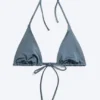 Triangel-Bikini-Oberteil mit Trägern – Staubiges Mittelblau