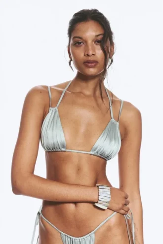 Triangel-Bikini-Oberteil – Staubiges Hellgrau