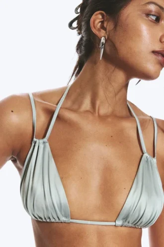 Triangel-Bikini-Oberteil – Staubiges Hellgrau