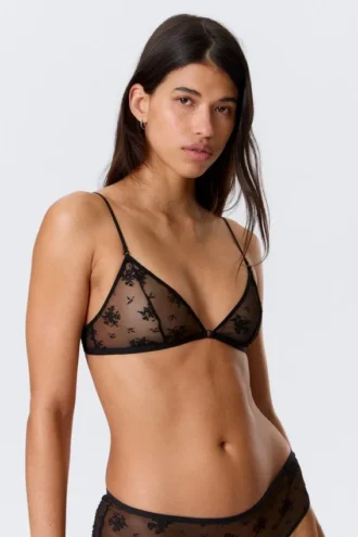 Triangel-Spitzen-BH – Schwarz