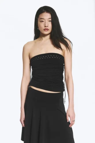 Tube-Top mit Kreuzbindung – Schwarz