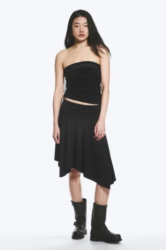 Tube-Top mit Kreuzbindung – Schwarz
