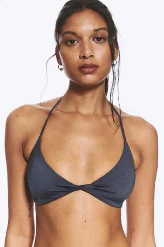 Turn Halter-Bikini-Oberteil – Dunkelblau