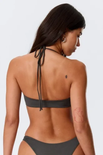 Turn Halter-Bikini-Oberteil – Dunkelgrau
