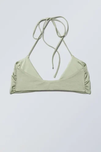 Turn Halter-Bikini-Oberteil – Hellstaubiges Khaki