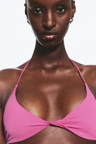 Turn Halter-Bikini-Oberteil – Rosa
