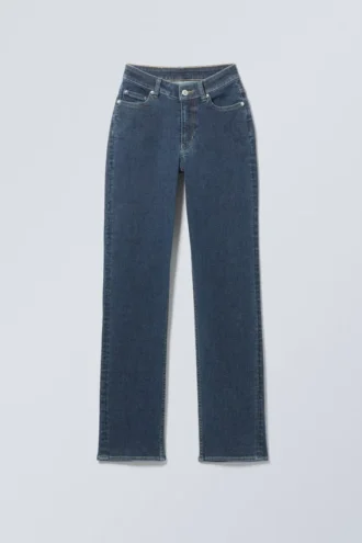 Twig Curve Mid Rise Slim Straight Jeans – Saphirblau – Dunkelblau