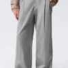 Twill-Hose mit niedriger Leibhöhe und gefaltetem Bund – Grau Twill-Hose mit niedriger Leibhöhe und gefaltetem Bund – Grau
