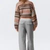 Twill-Hose mit niedriger Leibhöhe und gefaltetem Bund – Grau Twill-Hose mit niedriger Leibhöhe und gefaltetem Bund – Grau