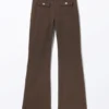 Twill-Hose mit niedriger Taille und Bootcut – Dunkelbraun Twill-Hose mit niedriger Taille und Bootcut – Dunkelbraun