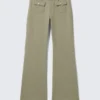 Twill-Hose mit niedriger Taille und Bootcut-Schnitt – Khaki-Grün Twill-Hose mit niedriger Taille und Bootcut-Schnitt – Khaki-Grün