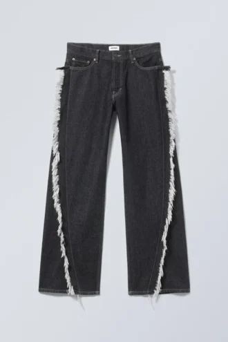 Twist Relaxed Frayed Jeans – Black Rinse Twist Relaxed Frayed Jeans – Black Rinse
