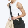 Umhängetasche mit Tasche – Schwarz Umhängetasche mit Tasche – Schwarz